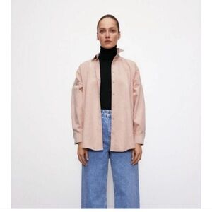 Women’s Zara pink corduroy oversized shirt/shacket size XS NWOT